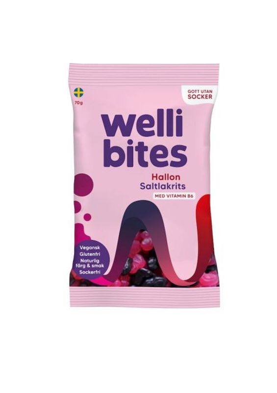 Wellibites Godteri Bringebær & Saltlakris